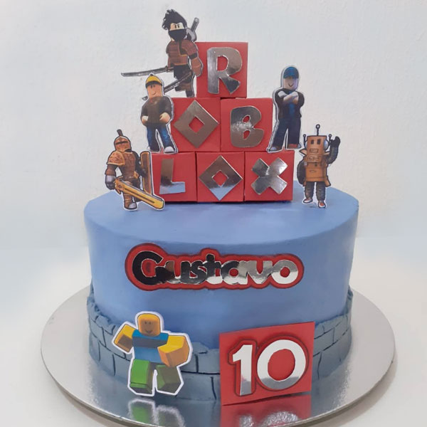 bolo roblox simples  Idéias de bolo de aniversário, Bolos de aniversário,  Festa